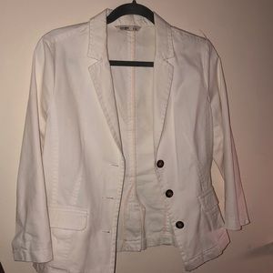 3/4 length white blazer